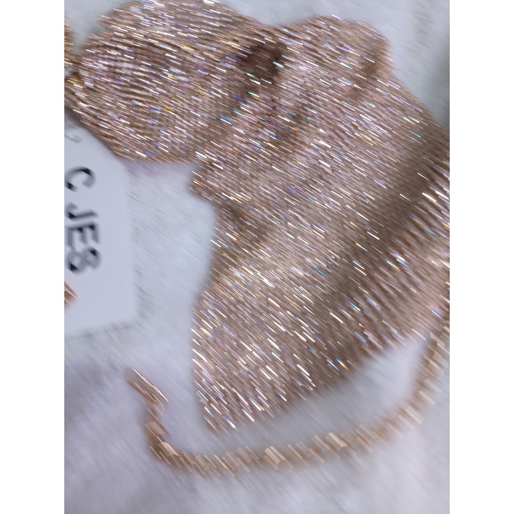 CJES Gold Rhinestone Mesh Halter Bra Top Crystal Festival Rave Party Top (147) - Picture 3 of 9